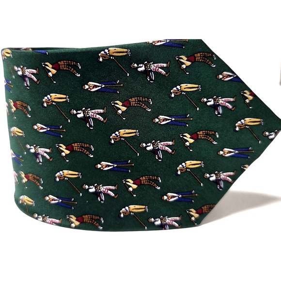 UMBERTO BOSSI Other - Umberto Bossi Necktie Vintage Golfers Evergreen/Gold/Burg Roma Milano Silk Tie